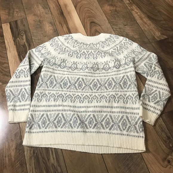 J. Jill Gray White Fair Isle Sweater Size S EUC - Picture 2 of 4